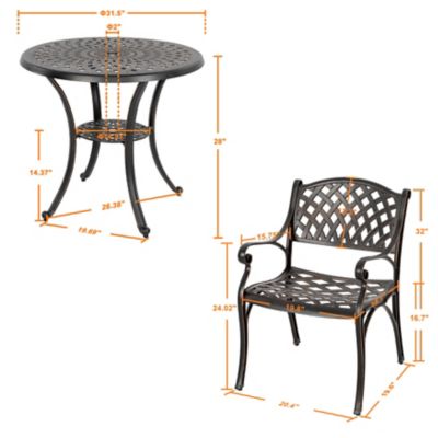 Image showing 5 th Nuu Garden 3 pc. Cast Aluminum Patio Bistro Set
