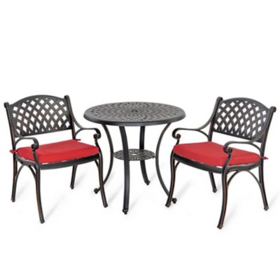 Image showing  3 pc. Cast Aluminum Patio Bistro Set with Cushions