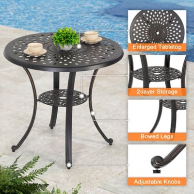 Image showing  3 pc. Cast Aluminum Patio Bistro Set with Cushions