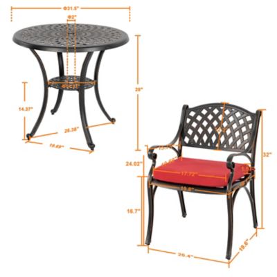 Image showing 5 th Nuu Garden 3 pc. Cast Aluminum Patio Bistro Set with Cushions