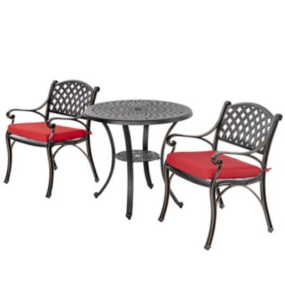 Image showing 7 th Nuu Garden 3 pc. Cast Aluminum Patio Bistro Set with Cushions
