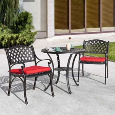 Image showing 8 th Nuu Garden 3 pc. Cast Aluminum Patio Bistro Set with Cushions