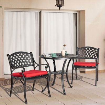 Image showing 9 th Nuu Garden 3 pc. Cast Aluminum Patio Bistro Set with Cushions