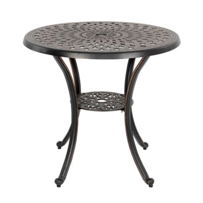 Image showing  31 in. Outdoor Round Cast-Aluminum Bistro Table with 2.28 in. Umbrella Hole