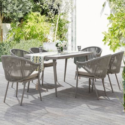 Image showing  Patio 7-Piece Dining Set with Cushions and Umbrella Hole, Beige