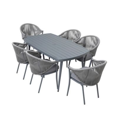 Image showing  Outdoor 7 pc. Dining Set with Cushions and Umbrella Hole, Dark Gray