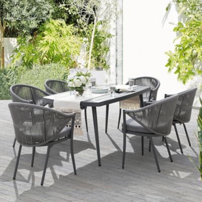 Image showing  Outdoor 7 pc. Dining Set with Cushions and Umbrella Hole, Dark Gray