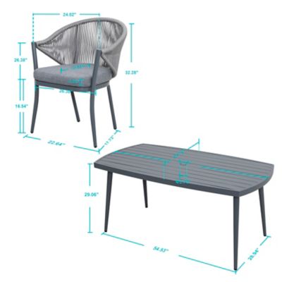 Image showing 5 th Nuu Garden Outdoor 7 pc. Dining Set with Cushions and Umbrella Hole, Dark Gray