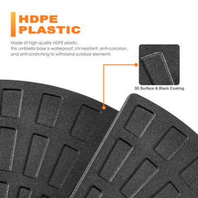 Image showing  4 pc. Fan-Shaped HDPE Plastic Patio Umbrella Base, 52L, Black