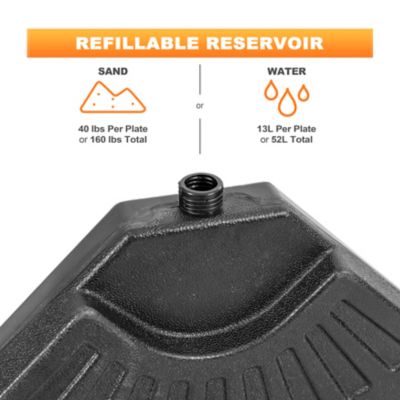 Image showing  4 pc. Fan-Shaped HDPE Plastic Patio Umbrella Base, 52L, Black