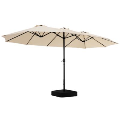 Image showing  15 ft. Double-Sided Patio Umbrella with Umbrella Base, 2 Sandbags