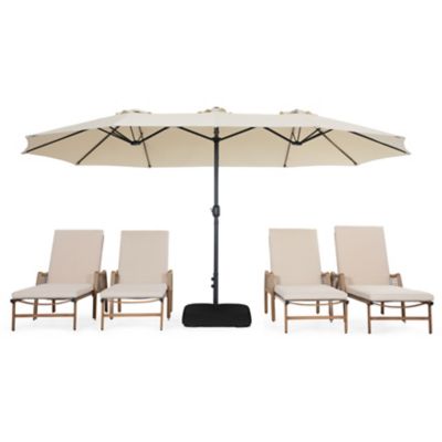 Image showing  15 ft. Double-Sided Patio Umbrella with Umbrella Base, 2 Sandbags