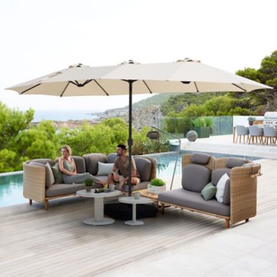 Image showing  15 ft. Double-Sided Patio Umbrella with Umbrella Base, 2 Sandbags