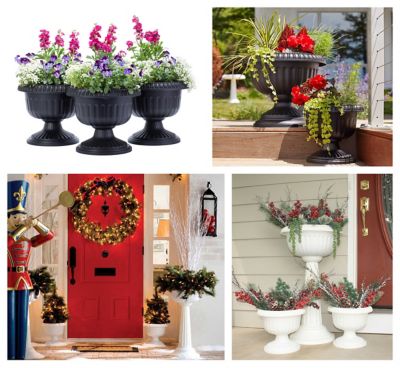 Image showing  4 gal. Plastic Grecian Urn Planter, 18 in.