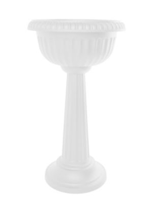 Bloem 4 gal. Plastic Grecian Urn Tall Pedestal Planter, 32 in.