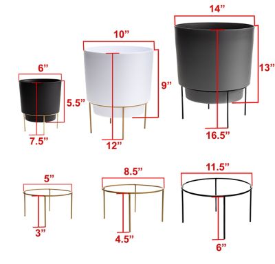 Image showing 3 th Bloem 9 gal. Plastic Hopson Planter with Metal Stand, 14 in.