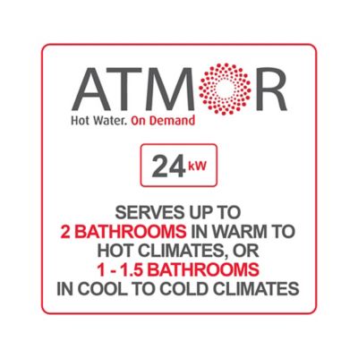 Image showing  24kW 4.65 GPM Electric Tankless Water Heater, Ideal for 2 Bedroom Home, up to 5 Simultaneous Applications