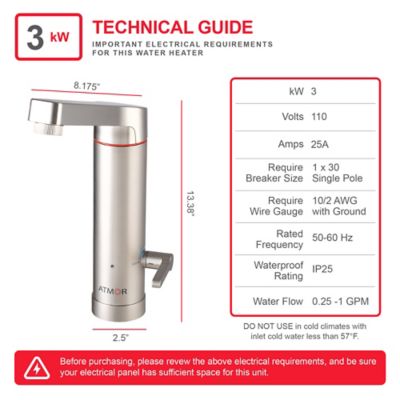 Image showing  3 kW 2-in-1 Electric Tankless Water Heater/Faucet