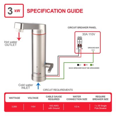 Image showing  3 kW 2-in-1 Electric Tankless Water Heater/Faucet