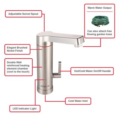 Image showing  3 kW 2-in-1 Electric Tankless Water Heater/Faucet