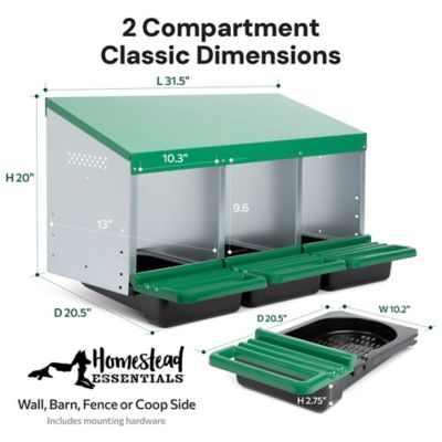 Image showing 6 th Homestead Essentials Classic 3-Compartment Chicken Nesting Box with Perch Lids