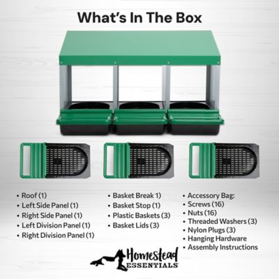 Image showing 7 th Homestead Essentials Classic 3-Compartment Chicken Nesting Box with Perch Lids