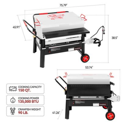 Image showing  150 qt. Double Sack Crawfish Boiler, Outdoor Stove Propane Gas Cooker for Crawfish Season, 135,000 BTU