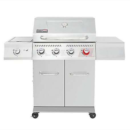 Royal Gourmet Stainless Steel 4-Burner Gas Grill, Sear & Side Burners, 54,000 BTU, Cabinet Style, 632 sq. in., Silver, GA4402S