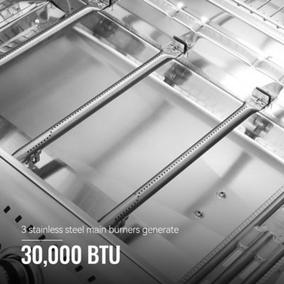 Image showing  4-Burner Propane Gas Grill with Cabinet, Gray, With Sear and Side Burner