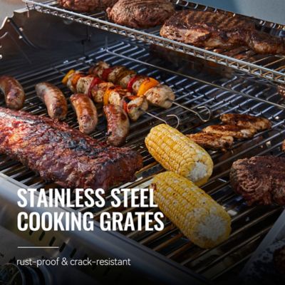 Image showing  4-Burner Propane Gas Grill with Cabinet, Gray, With Sear and Side Burner