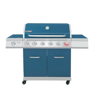 Royal Gourmet 6-Burner Cabinet Style Propane Gas Grill with Sear Burner and Side Burner, 74,000 BTU, Blue, GA6402B