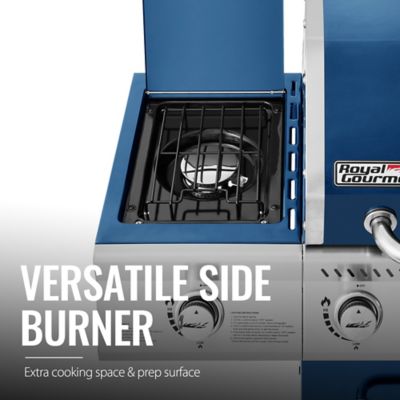 Image showing 7 th Royal Gourmet 6-Burner Propane Gas Grill with Cabinet, Blue, With Sear and Side Burner