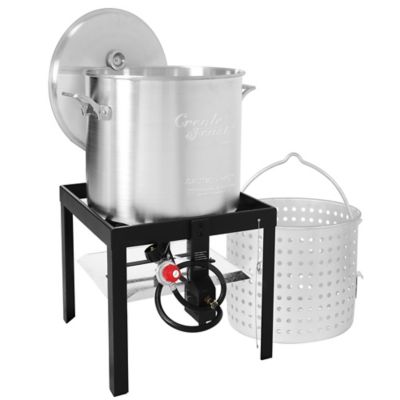 Creole Feast 60 qt. Seafood Boiling Kit with Strainer, Aluminum Propane Gas Boiler, 100,000 BTU, 10 PSI Regulator