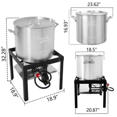 Image showing  60 qt. Seafood Boiling Kit with Strainer, Aluminum Propane Gas Boiler, 100,000 BTU, 10 PSI Regulator