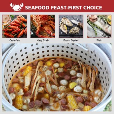 Image showing  60 qt. Seafood Boiling Kit with Strainer, Aluminum Propane Gas Boiler, 100,000 BTU, 10 PSI Regulator