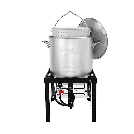 Creole Feast 100,000 BTU 100 qt. Seafood Boiling Kit with Strainer, Outdoor Propane Gas Boiler, 10 PSI Regulator, SBK1001