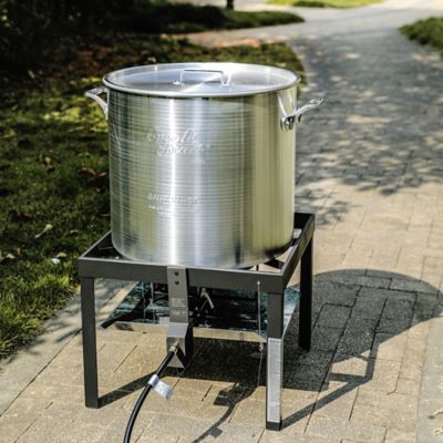 Image showing 9 th Creole Feast 100 qt. Seafood Boiling Kit with Strainer, Aluminum Propane Gas Boiler, 100,000 BTU, 10 PSI Regulator