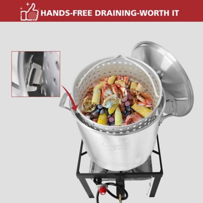 Image showing  80 qt. Seafood Boiling Kit with Strainer, Aluminum Propane Gas Boiler, 100,000 BTU, 10 PSI Regulator
