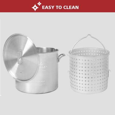 Image showing 5 th Creole Feast 80 qt. Seafood Boiling Kit with Strainer, Aluminum Propane Gas Boiler, 100,000 BTU, 10 PSI Regulator