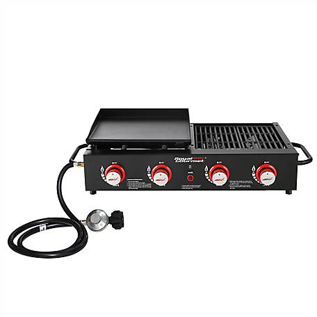 Royal Gourmet 4-Burner Portable Propane Gas Grill Griddle Combo, Side Handles for Outdoor Cooking, 40,000 BTU, Black, GD4002T