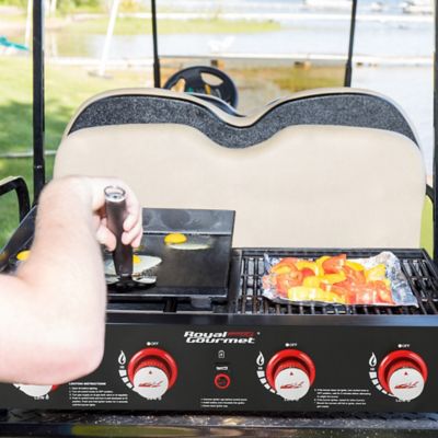 Image showing 8 th Royal Gourmet 4-Burner Propane Gas Portable Grill Griddle Combo, Side Handles for Outdoor Cooking, 40,000 BTU, Black
