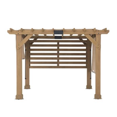 SummerCove Ellis 10 ft. x 11 ft. Cedar Wood Frame Hot Tub Pergola with with Adjustable Canopy and Privacy Screen