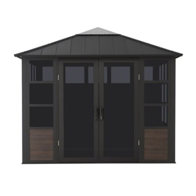 SummerCove Outdoor Sunroom 11 ft. x 11 ft. Black Hardtop Gazebo, Rust-resistant Aluminum Sunroom Multi-Purpose