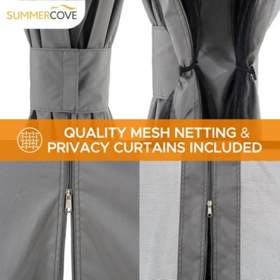 Image showing 6 th SummerCove 10 x 10 ft. Hardtop Gazebo, Aluminum Frame, 2-Tier Steel Patio Backyard Gazebo with Netting, Curtain & Celling Hook