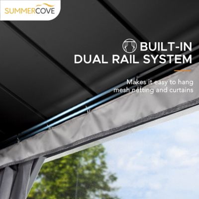 Image showing 7 th SummerCove 10 x 10 ft. Hardtop Gazebo, Aluminum Frame, 2-Tier Steel Patio Backyard Gazebo with Netting, Curtain & Celling Hook