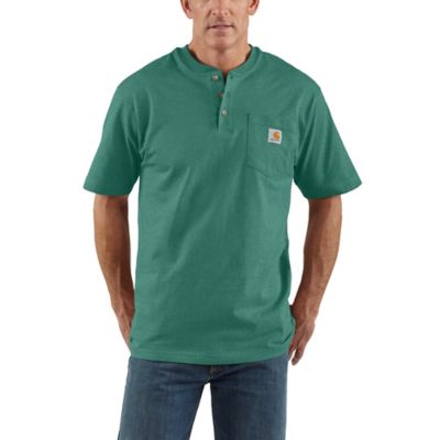 Carhartt Men's Short Sleeve Loose Fit Heavyweight Pocket Henley T-Shirt Shirts with pockets