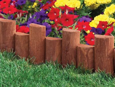 Image showing  1.5 in. x 18 in. Wooden Half-Log Staggered Lawn Edging, 6-Pack