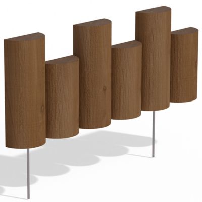Image showing  1.5 in. x 18 in. Wooden Half-Log Staggered Lawn Edging, 12-Pack