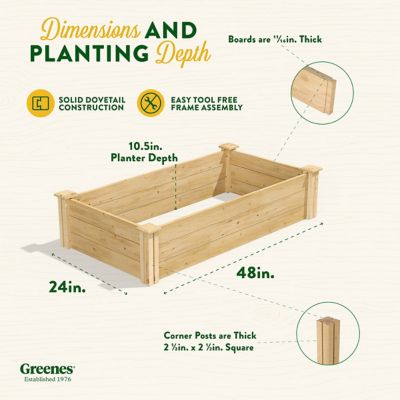 Image showing 6 th Greenes Original Cedar Stackable Raised Garden Bed, 2 ft. x 4 ft. x 10.5 in.