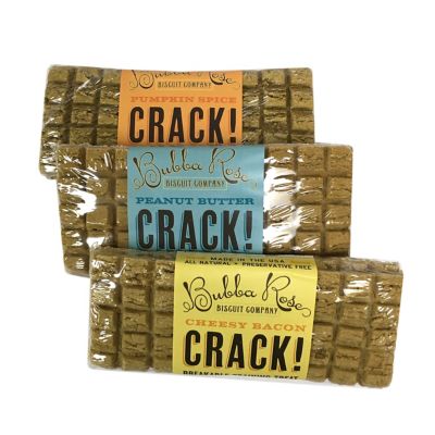 Bubba Rose Biscuit Co. Peanut Butter, Bacon, Cheese and Pumpkin Flavor Crack! Bar Trio Dog Treat Set